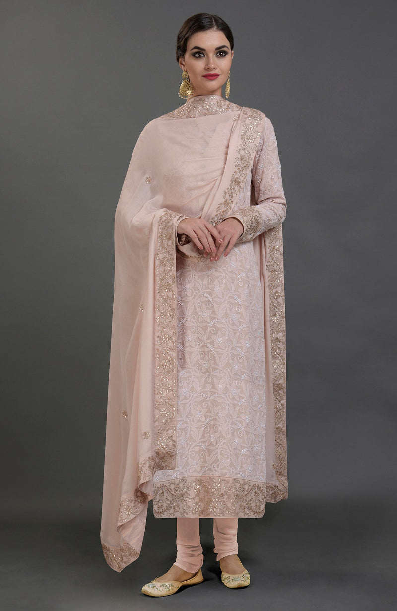 Fragrant Lilac Chikankari & Gota Patti Hand Embroidered Kurta Set