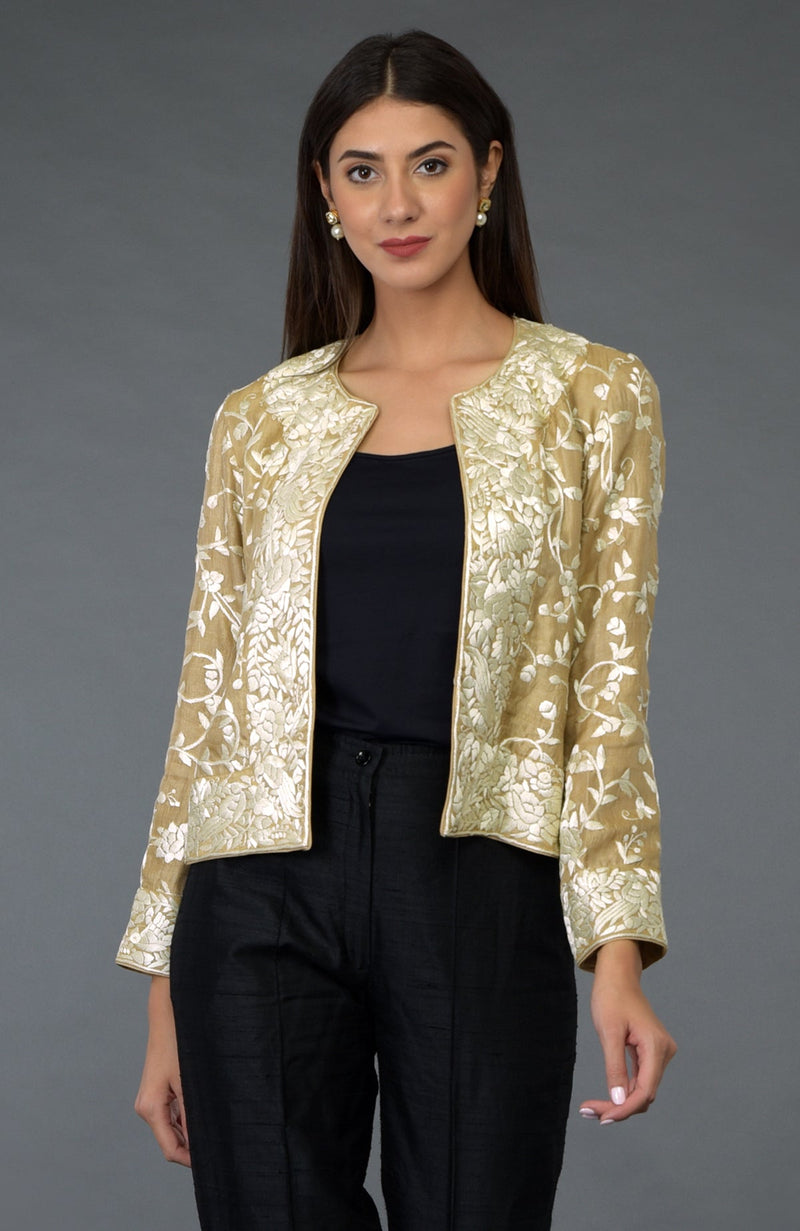 Fawn Parsi Gara Embroidered Jacket