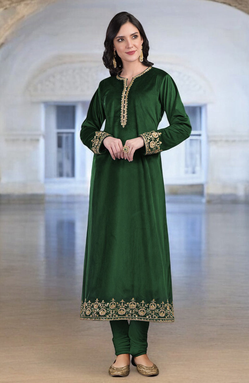 Emerald Green Zardozi Hand Embroidered Kurta Set