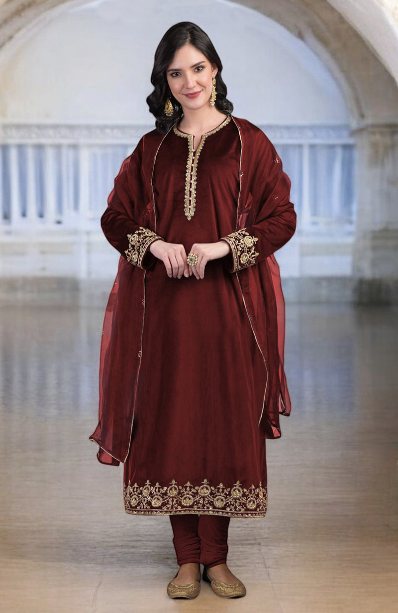 Peacock Pink Zardozi Hand Embroidered Kurta Set