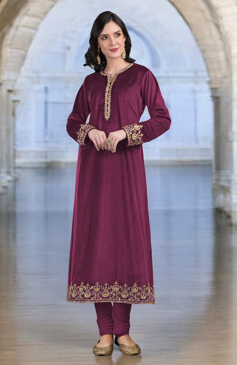 Peacock Pink Zardozi Hand Embroidered Kurta Set