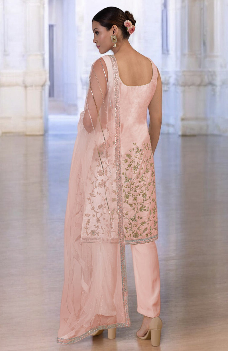 Rose Gold Hand Embroidered Kurta  Set