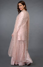 Pink-Silver Zari Beads & Sequin Embroidered Gharara Suit