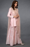 Pink-Silver Zari Beads & Sequin Embroidered Gharara Suit
