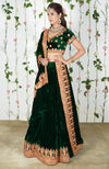 Emerald Green Kashmiri Tilla Embroidered Lehenga Outfit