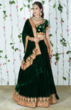 Emerald Green Kashmiri Tilla Embroidered Lehenga Outfit