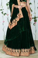 Emerald Green Kashmiri Tilla Embroidered Lehenga Outfit