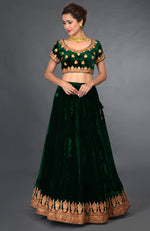 Emerald Green Kashmiri Tilla Embroidered Lehenga Outfit