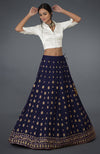 Eclipse Blue Zardozi & Crystal Hand Embroidered Skirt