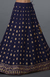 Eclipse Blue Zardozi & Crystal Hand Embroidered Skirt With Blouse