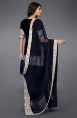 Midnight Blue Kashmiri Tilla Embroidered Dhoti Pants Suit