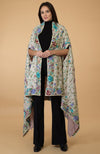 Ivory Parsi Gara Pure Pashmina Shawl Cape