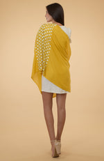 Yellow 3D Floral & Beads Hand Embroidered Pure Cashmere Stole