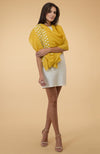 Yellow 3D Floral & Beads Hand Embroidered Pure Cashmere Stole