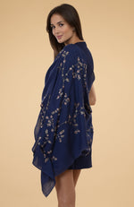 Navy Blue Beads & Sequin Hand Embroidered Pure Cashmere Stole