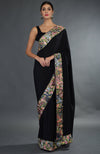 Black Parsi Gara Hand Embroidered Saree