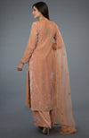 Peach Rose Zardozi Hand Embroidered Silk Velvet Suit