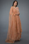 Peach Rose Zardozi Hand Embroidered Silk Velvet Suit