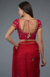 Royal Red Zardozi & Crystal Hand Embroidered Blouse