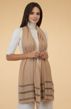 Camel Beige Beads & Sequin Hand Embroidered Pure Cashmere Stole