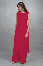 Black Fine Lace Tunic Kurta with Wide Leg Pants