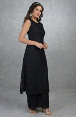 Black Fine Lace Tunic Kurta with Wide Leg Pants