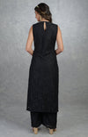 Black Fine Lace Tunic Kurta with Wide Leg Pants