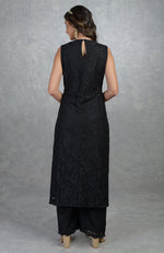Black Fine Lace Tunic Kurta with Wide Leg Pants