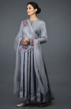 Grey Paisley Embroidered Anarkali Suit with Dupatta