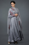 Grey Paisley Embroidered Anarkali Suit with Dupatta