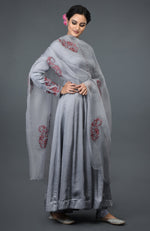 Grey Paisley Embroidered Anarkali Suit with Dupatta