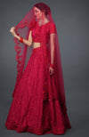 Red Floral Resham Sequin & Beads Embroidered Lehenga Outfit