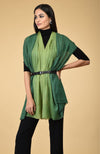 Green Ombre Gold Beads Hand Embroidered Pure Cashmere Stole