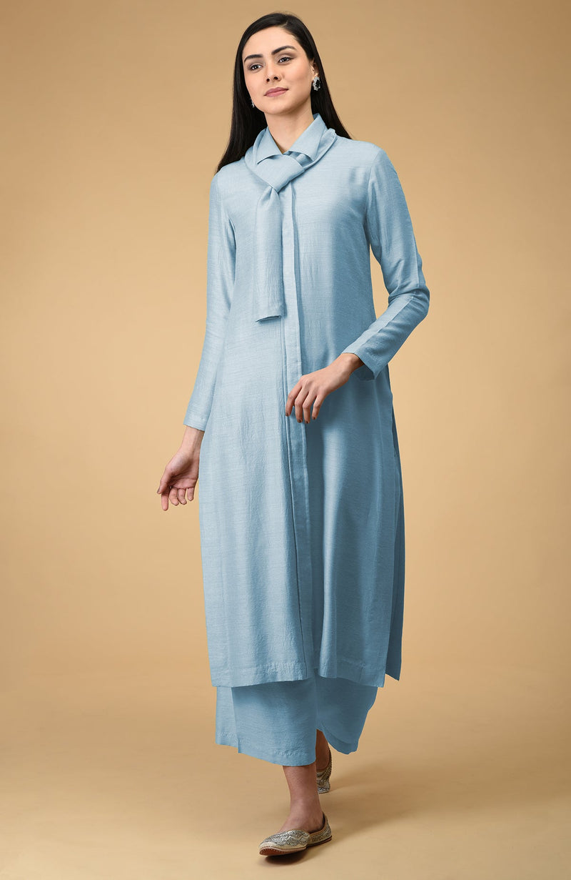 Winter Sky Tie Neck Kurta Set