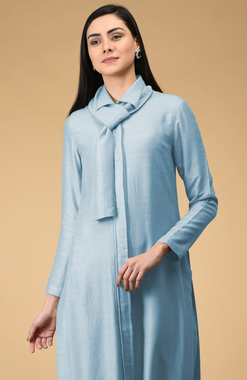 Winter Sky Tie Neck Kurta Set
