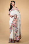 Ivory Parsi Gara Hand Embroidered Saree