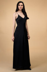 Classic Black Silk-Satin Long Slip Dress