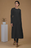 Black Pure Matka Silk Jewel Neck Kurta Set