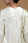 Ivory Pure Matka Silk Jewel Neck Kurta Set