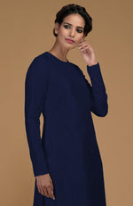 Navy Blue Pure Matka Silk Jewel Neck Kurta Set