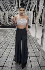 Crystella Black Crystal Hand Embroidered Corset with Pants