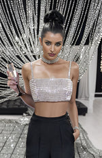 Crystella Black Crystal Hand Embroidered Corset with Pants