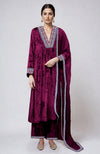 Red  Resham & Zardozi Hand Embroidered Velvet Kurta  Set