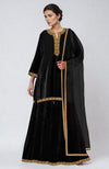 Black Kashmiri Tilla Dozi Embroidered Sharara Set