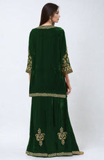 Emerald Green Velvet Kashmiri Tilla Embroidered Sharara set