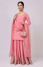 Pink Kashmiri Tilla Aari Embroidered Sharara Set
