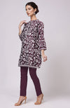 Plum Kantha Embroidered Co-Ord Set
