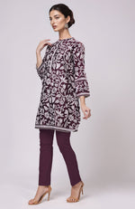 Plum Kantha Embroidered Co-Ord Set