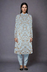 Aqua Haze Zari and Sequin Embroidered Jacket Set