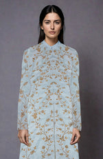 Aqua Haze Zari and Sequin Embroidered Jacket Set